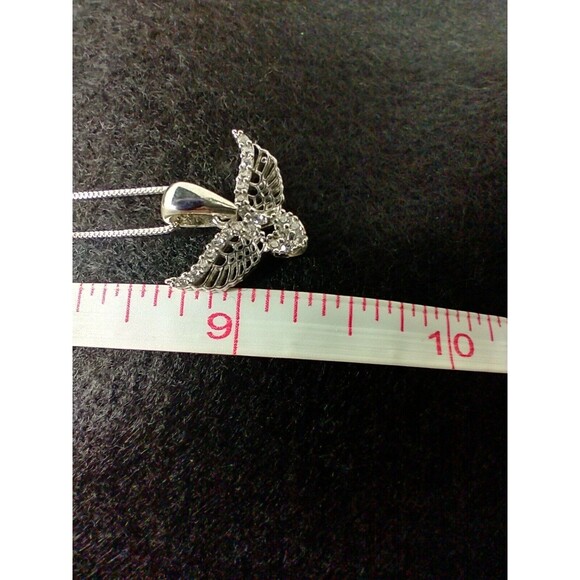 Angel Wings AAA CZ Pendant Sterling On 925 Box Chain Approx 10" - Picture 8 of 8